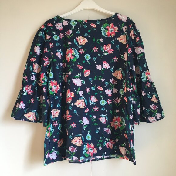 Floral Cotton Bell Sleeve Fairy Garden Top - Picture 2 of 8